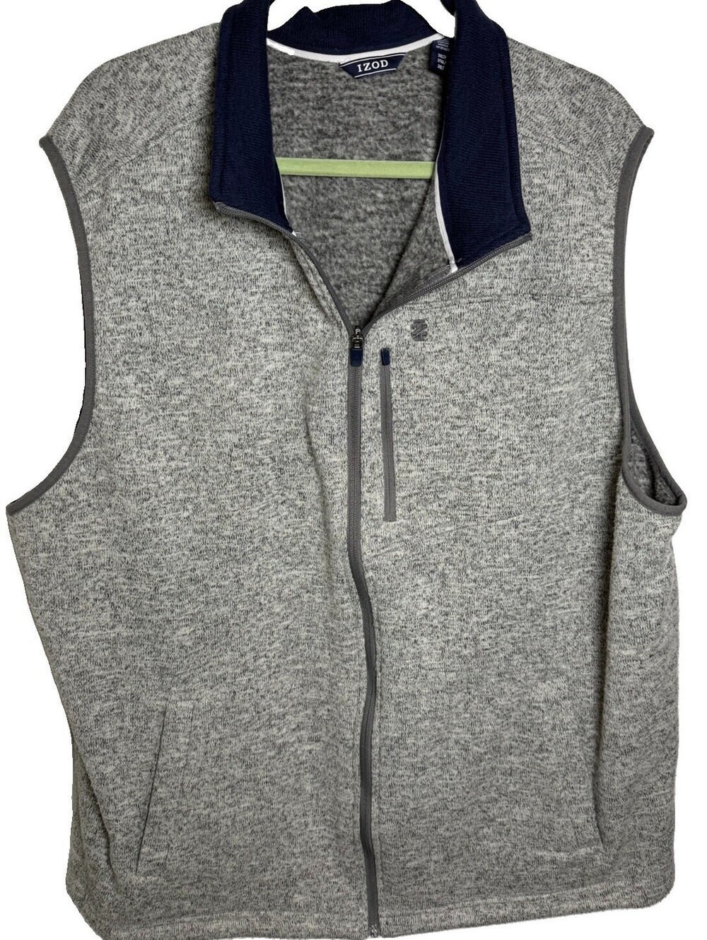Izod Men’s Big & Tall Heathered Gray Fleece Full Zip Vest 3XLT